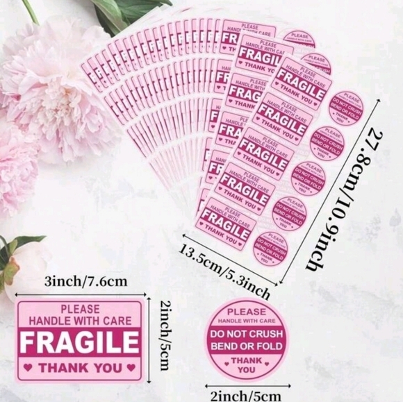 🔹️ 50 pack Fragile Stickers for shipping ✨️🩷 - Picture 3 of 4